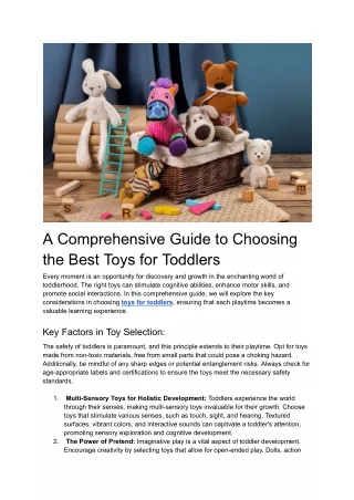A Comprehensive Guide to Choosing the Best Toys for Toddlers