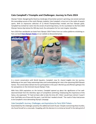 Cate Campbell's Triumphs and Challenges Journey to Paris 2024