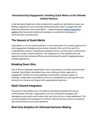 unified engagement platform