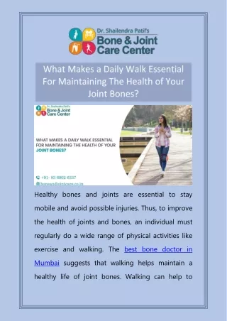 What Makes a Daily Walk Essential For Maintaining The Health of Your Joint Bones