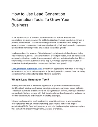 How to Use Lead Generation Automation Tools to Grow Your Business