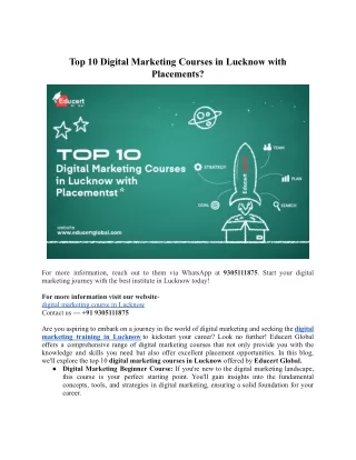 Top 10 Digital Marketing Courses In Lucknow With Placements?