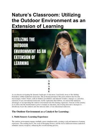 8 Effective Strategies for Integrating the Outdoor Environment Into Learning