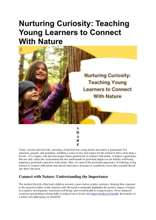 10 Best Teaching Strategies to Connect With Nature | Future Education Magazine