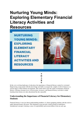 20 Effective Financial Literacy Activities and Resources for Elementary Students