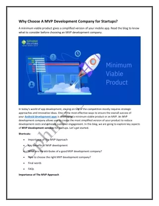 Why Choose A MVP Development Company for Startups