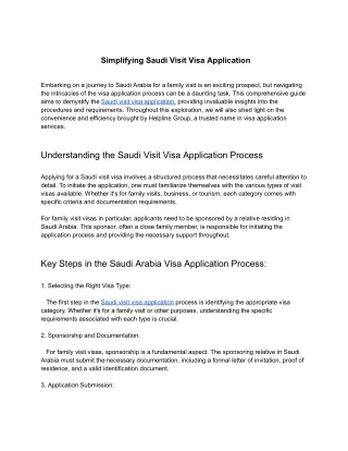 Simplifying Saudi Visit Visa Application