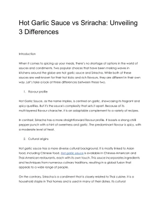 Hot Garlic Sauce vs Sriracha_ Unveiling 3 Differences