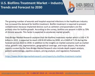 U.S. Biofilms Treatment Market – Industry Trends and Forecast to 2030
