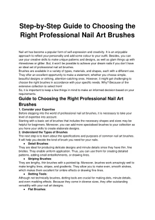 Step-by-Step Guide to Choosing the Right Professional Nail Art Brushes