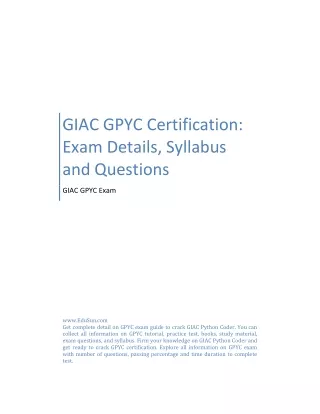 GIAC GPYC Certification: Exam Details, Syllabus and Questions