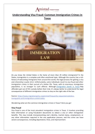 Understanding Visa Fraud Common Immigration Crimes in Texas - Amistad Bail and Immigration Bonds