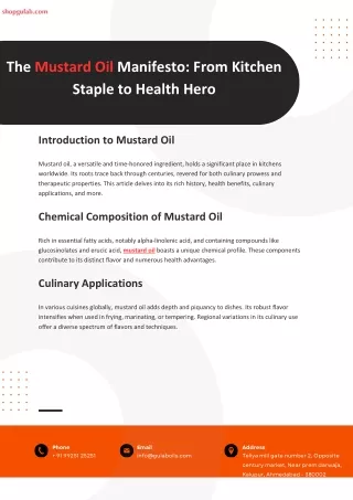 The Mustard Oil Manifesto From Kitchen Staple to Health Hero