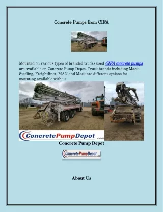 CIFA Concrete Pumps,concretepumpdepot.com