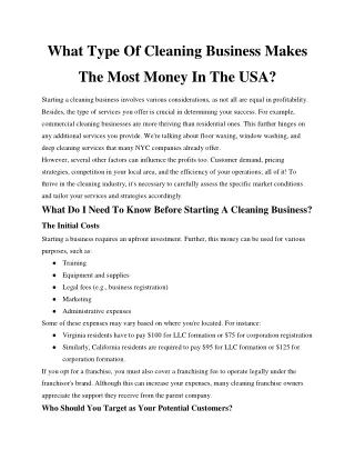 What Type Of Cleaning Business Makes The Most Money In The USA