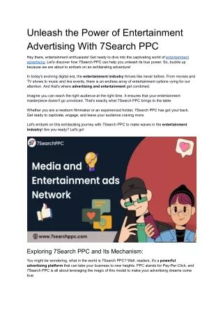 Unleash the Power of Entertainment Advertising With 7Search PPC