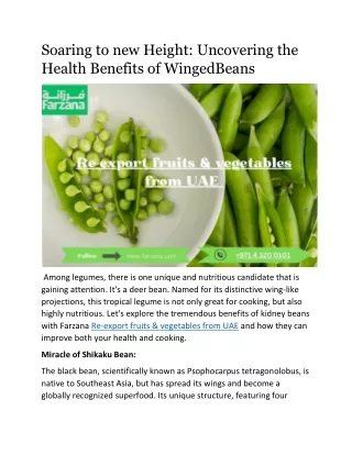 Soaring to new Height: Uncovering the Health Benefits of WingedBeans