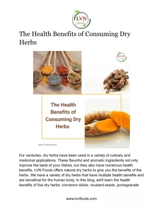 The Health Benefits of Consuming Dry Herbs