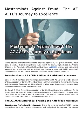 Masterminds Against Fraud_ The AZ ACFE's Journey to Excellence