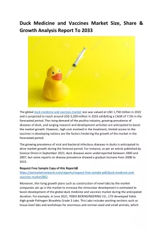 Duck Medicine and Vaccines Market