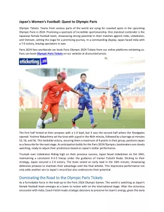 Japan's Women's Football Quest to Olympic Paris