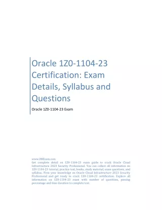 Oracle 1Z0-1104-23 Certification: Exam Details, Syllabus and Questions