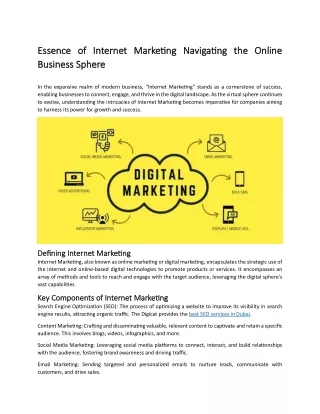 Unraveling the Essence of Internet Marketing Navigating the Online Business Sphere