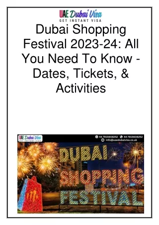 Dubai Shopping Festival 2023-24 - All You Need to Know - Dates, Tickets, & Activities