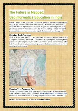 The Future is Mapped: Geoinformatics Education in India