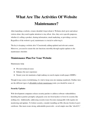 What Are The Activities Of Website Maintenance