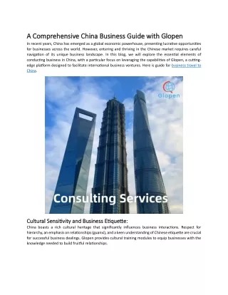 A Comprehensive China Business Guide with Glopen