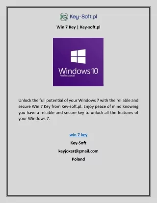 Win 7 Key | Key-soft.pl