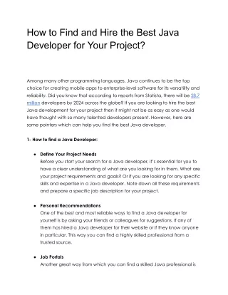 How to Find and Hire the Best Java Developer for Your Project