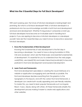 What Are the 5 Essential Steps for Full Stack Developers