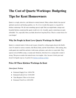 The Cost of Quartz Worktops_ Budgeting Tips for Kent Homeowners