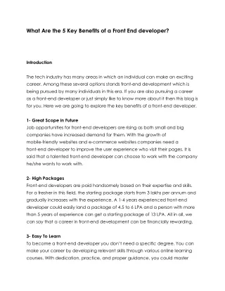 What Are the 5 Key Benefits of a Front End developer_