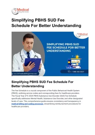 Simplifying PBHS SUD Fee Schedule For Better Understanding