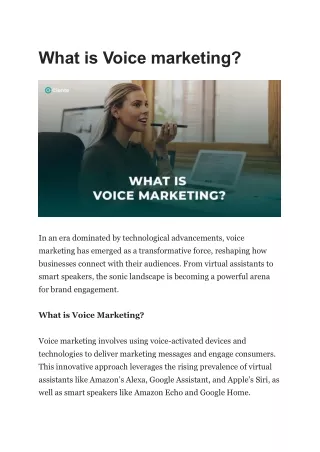 What is Voice marketing