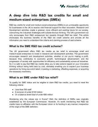 A deep dive into R&D tax credits for small and medium-sized enterprises (SMEs)