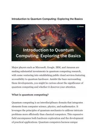 Introduction to Quantum Computing