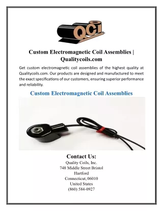 Custom Electromagnetic Coil Assemblies | Qualitycoils.com