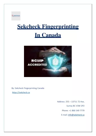 Sekcheck fingerprinting in Canada