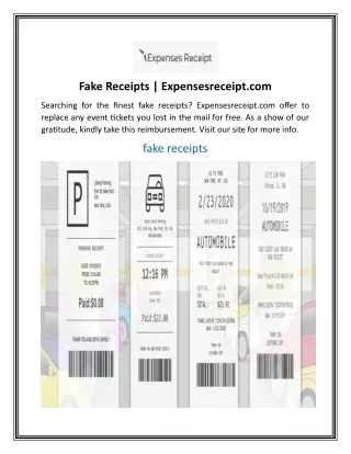 Fake Receipts  Expensesreceipt