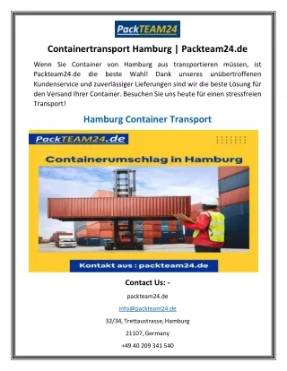 Containertransport Hamburg