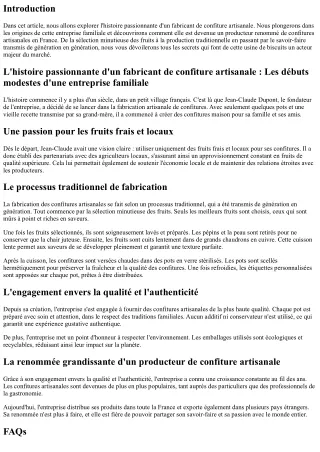 L'histoire passionnante d'un fabricant de confiture artisanale
