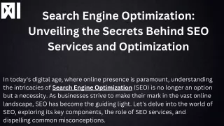 Search Engine Optimization Unveiling the Secrets Behind SEO Services and Optimization