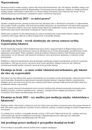 Eksmisja na bruk 2023 – czy możliwa jest mediacja między właścicielem a lokatore