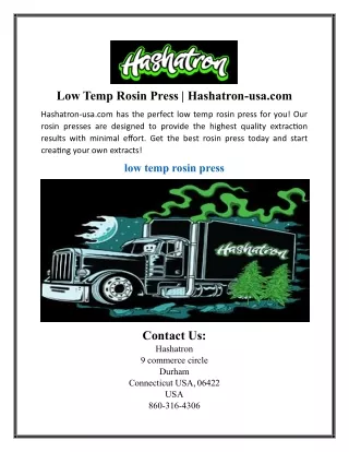 Low Temp Rosin Press | Hashatron-usa.com