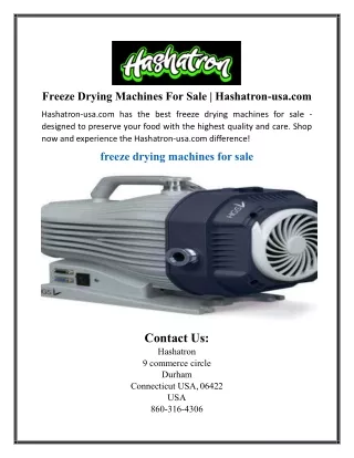 Freeze Drying Machines For Sale | Hashatron-usa.com