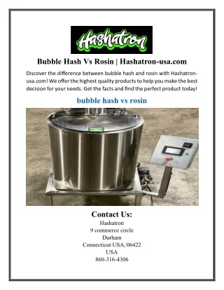 Bubble Hash Vs Rosin | Hashatron-usa.com